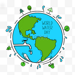 world water day插画地球