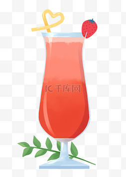 草莓汁图片_玻璃杯装饰草莓汁