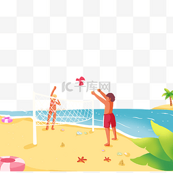 打沙滩排球图片_沙滩海滩打排球玩耍