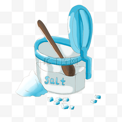 蓝色盐图片_调味品蓝色盐罐子