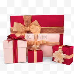 红色礼品盒图片_新年礼品盒立体造型元素