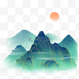 洒金金图片_深绿色描金山水风景