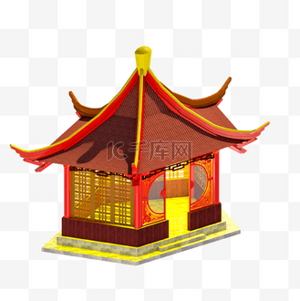 古亭简笔画图片素材_3d古代亭子
