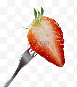 美味新鲜水果叉子上的草莓食材