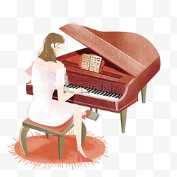 培训图片_弹钢琴兴趣班培训女孩png素材