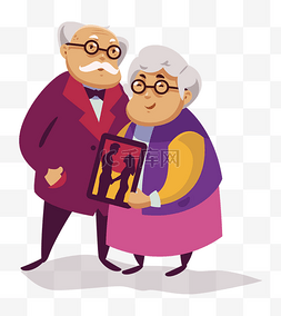 爱老图片_抱着照片的老爷爷和老奶奶