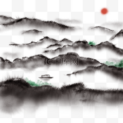 远山水墨风景图片_中国风水墨山水画