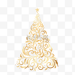 金色双旦艺术字图片_圣诞金色花纹圣诞树
