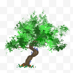 水墨绿色树木插画