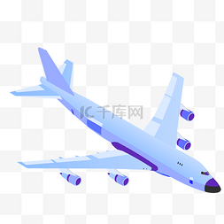 小飞机素材图片_卡通蓝色的飞行的飞机