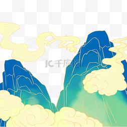 山水纹图片_国潮祥云高山山水