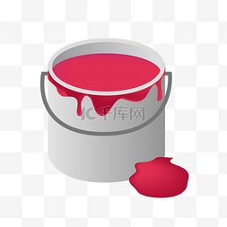 一桶油图片_一桶红色的油漆插画