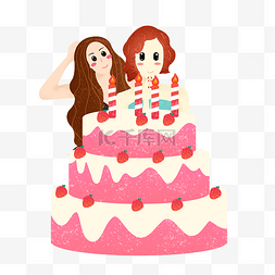 三层的蛋糕图片_粉色系生日蛋糕png