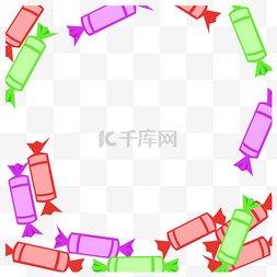 绿色的框图片_欢庆节日糖果洒落边框