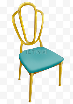 中式家具装饰图片_蓝色凳子家具插画