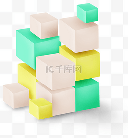 彩色立体方形组合