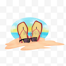 沙滩拖鞋图片_红色的拖鞋