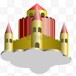 六一儿童节边框1.2米1.5米图片_2.5D云中城堡矢量免抠png