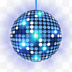 迪斯科舞厅球图片_蓝色光效迪斯科球闪耀派对传单