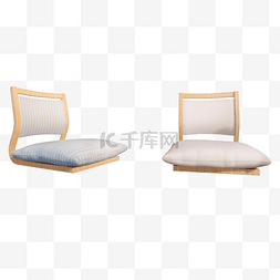 日式棉麻座椅png图
