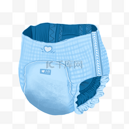 蓝色纸尿裤图片_手绘宝宝婴儿纸尿裤