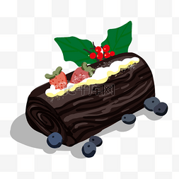 log图片_yule log cake圣诞白巧克力水果树干