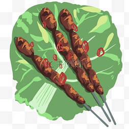 美味的烧烤肉串插画
