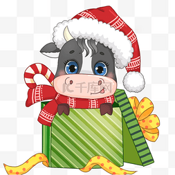 圣诞节调皮玩耍牛