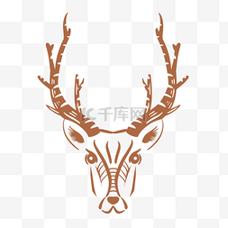 北欧鹿头logo图片_黄色鹿头纹身