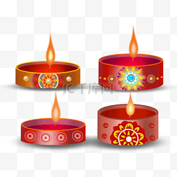 红色圆柱形diwali印度节日油灯
