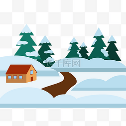 冬天小房子雪景
