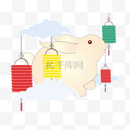折纸灯笼图片_中秋节玉兔和灯笼