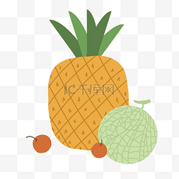 菠萝哈密瓜图片_夏天夏季热带水果卡通免抠素材