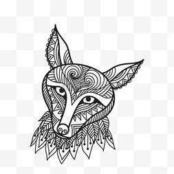 创意线条手绘狐狸动物头zentangle风