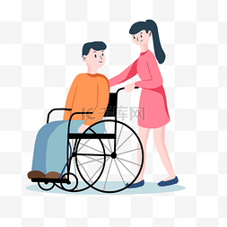 老年人推轮椅图片_助残帮忙推轮椅