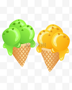 手绘冰淇淋甜筒美食卡通插画