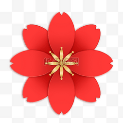 红色剪纸春节图片_中秋节红色剪纸风花朵