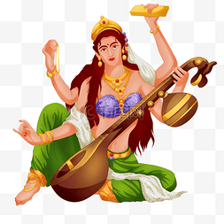 sitar图片_印度知识女神vasant panchami节日庆祝