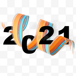 彩色抽象线条曲线2021字体