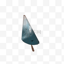 清明节油纸伞图片_墨蓝色收起古风雨伞