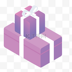 扁平化卡通礼盒图片_紫色立体创意礼盒元素