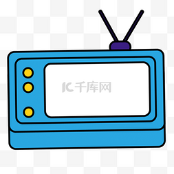 卡通的电视机图片_蓝色的家用电视机