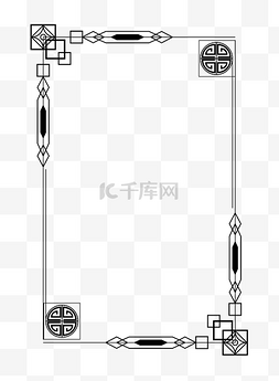 中国风海报黑色边框方框免抠png