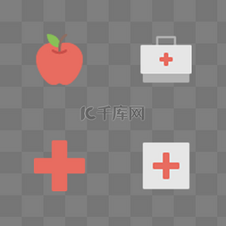 苹果箱子卡通图片_彩色创意医疗健康图标
