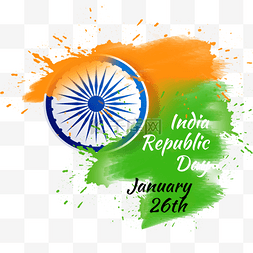 共和国日图片_印度共和国日橙色和绿色混色插画