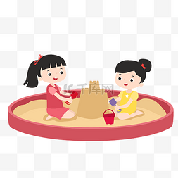 两个小朋友吃雪糕图片_两个女孩玩沙子