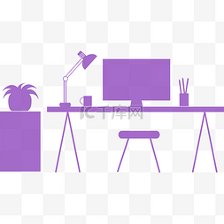 简约办公桌图片_紫色简约办公桌