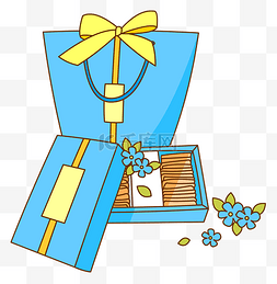 蝴蝶结包装礼盒图片_蓝色点心包装礼盒矢量免抠图