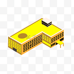 立体黄色商场大楼