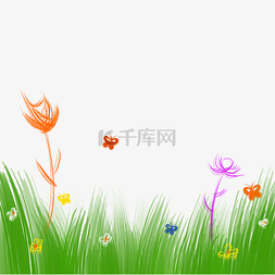 草丛h花图片_矢量绿色幼儿园文化墙插画